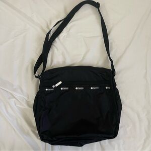 LeSportsac Black Crossbody Bag with Silver Accents